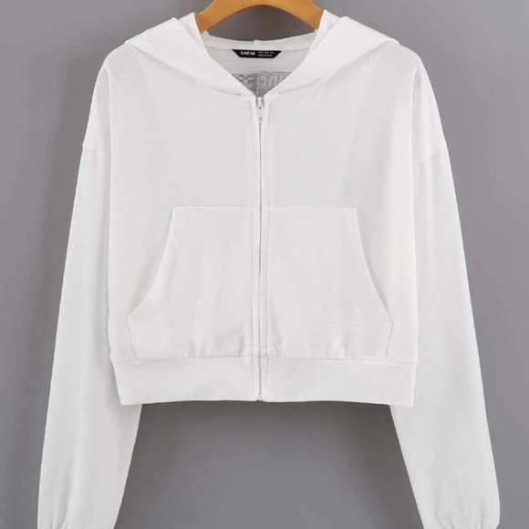 shein white zip up hoodie